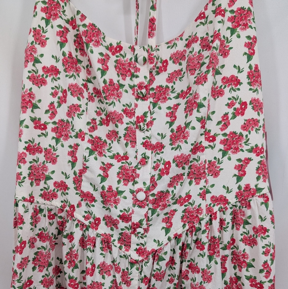 NWT Wild Fable Floral Flouncy Sleeveless Basque Waste Smocked Back Romper Medium - Picture 3 of 9
